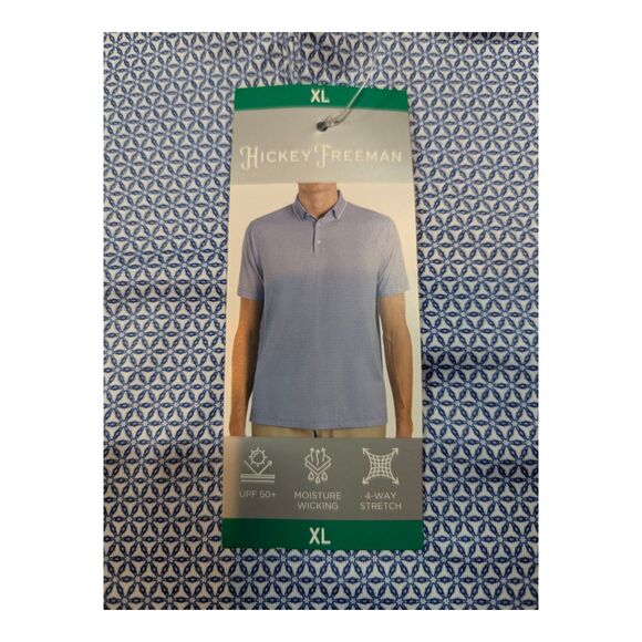 Hickey Freeman Golf Polo Shirt Mens XL Blue Geometric Print Short Sleeve NEW - Picture 5 of 8